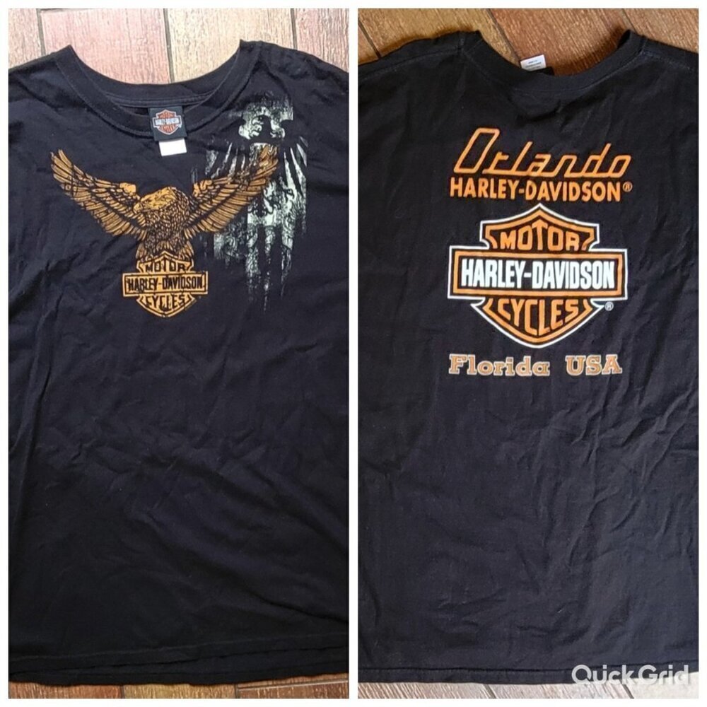 Vintage Harley Davidson 2XL Motorcycle Eagle Graphic Orlando Logo Made In Mexico